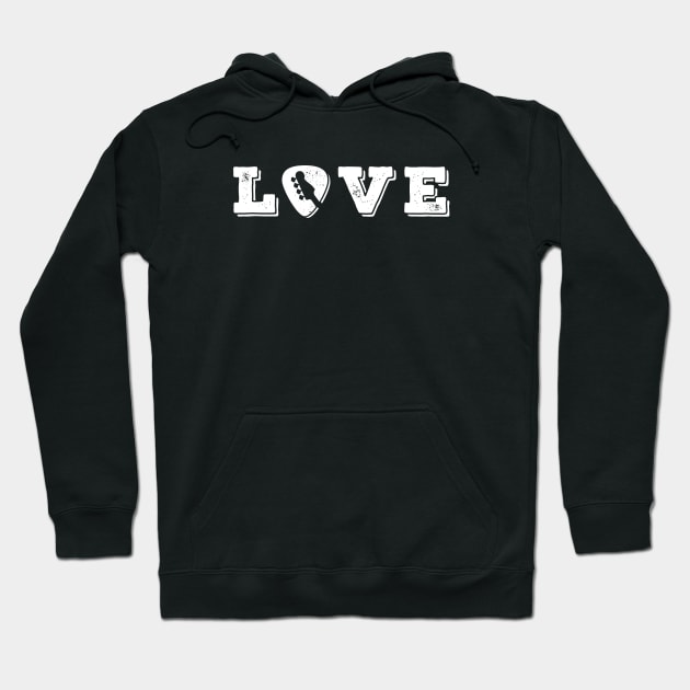 Love Bass Guitar Pick Dark Theme Hoodie by nightsworthy